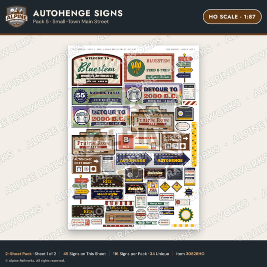 Alpine Railworks 30826HO HO Scale Roadside Signs - Car Henge