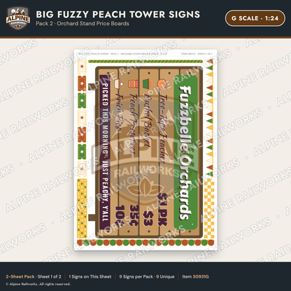 Alpine Railworks 30931G G Scale Roadside Signs - Peach Water Tower