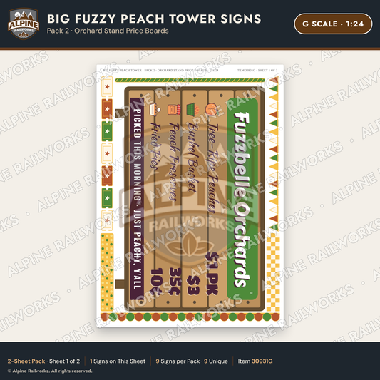 Alpine Railworks 30931G G Scale Roadside Signs - Peach Water Tower