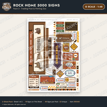 Alpine Railworks 31034O O Scale Roadside Signs - Cliff Rock House