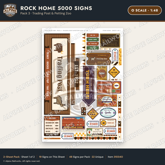 Alpine Railworks 31034O O Scale Roadside Signs - Cliff Rock House