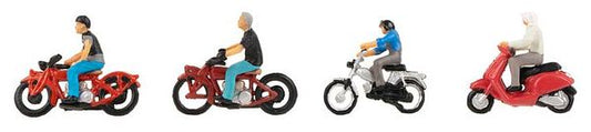 Faller 151669 HO Scale Motorcyclists -- 4 Bikes & 4 Riders
