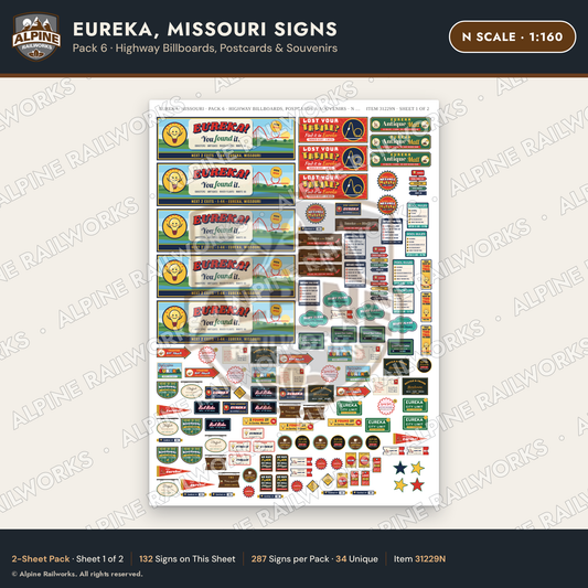 Alpine Railworks 31229N N Scale Eureka MO Signs - Billboards