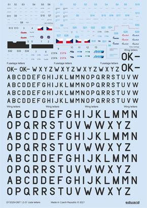 Eduard D72029 1/72 Decal Z-37 Stencils. Code Letters & Labels for