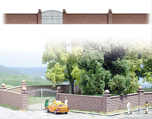 Busch 6014 HO Scale Stone Wall with Wrought-Iron Gate