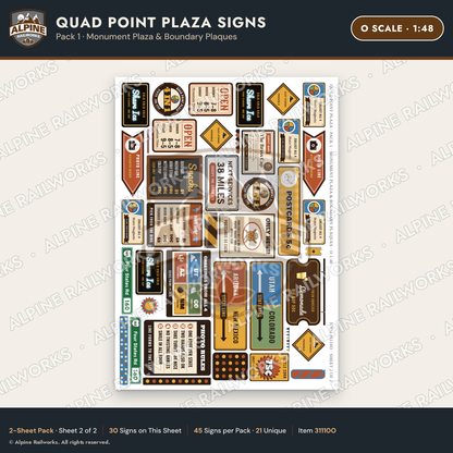 Alpine Railworks 31110O O Scale Roadside Signs - Four Corners