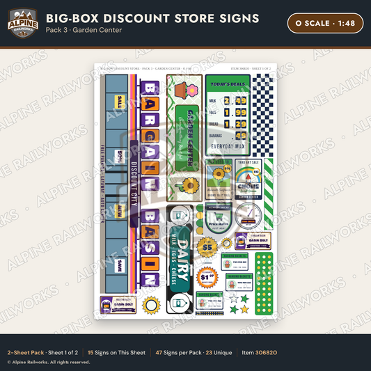 Alpine Railworks 30682O O Scale Big-Box Discount Store Signs
