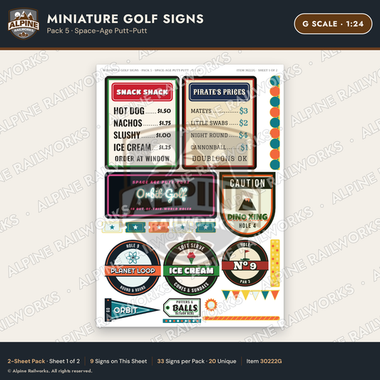 Alpine Railworks 30222G G Scale Miniature Golf Signs