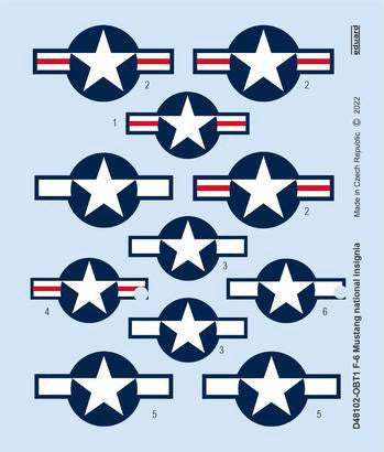 Eduard D48102 1/48 Decal F-6 Mustang National Insignia for Eduard