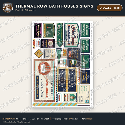 Alpine Railworks 31168O O Scale Roadside Signs - Hot Springs