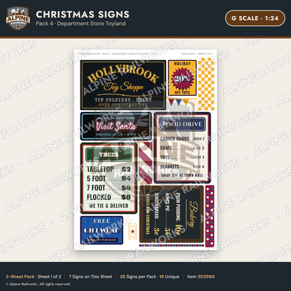 Alpine Railworks 30359G G Scale Christmas Signs