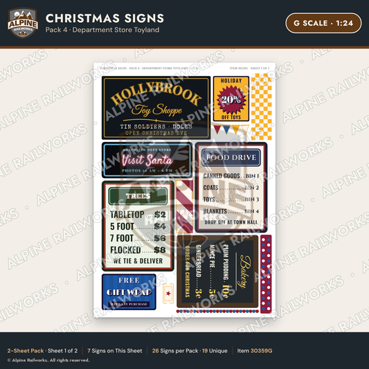 Alpine Railworks 30359G G Scale Christmas Signs