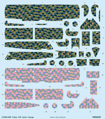 Eduard D72024 1/72 Decal Fokker D.VII 4color Lozenge for Eduard