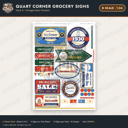 Alpine Railworks 30917G G Scale Roadside Signs - Milk Bottle Grocery