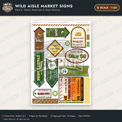 Alpine Railworks 30552G G Scale Roadside Signs - Jungle Grocery Store