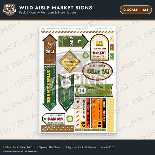 Alpine Railworks 30552G G Scale Roadside Signs - Jungle Grocery Store
