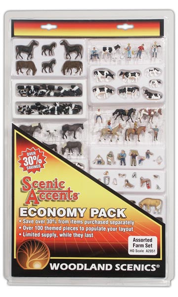 Woodland Scenics A2051 HO Scale Economy Pack - Assorted Farm Set