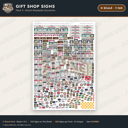Alpine Railworks 30498N N Scale Gift Shop Signs