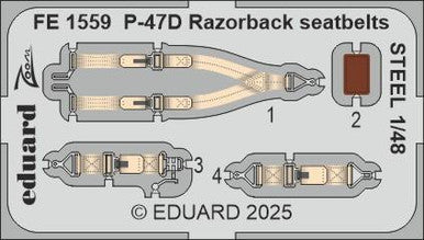 Eduard FE1559 1/48 P-47D Razorback Seatbelts STEEL Zoom Set for