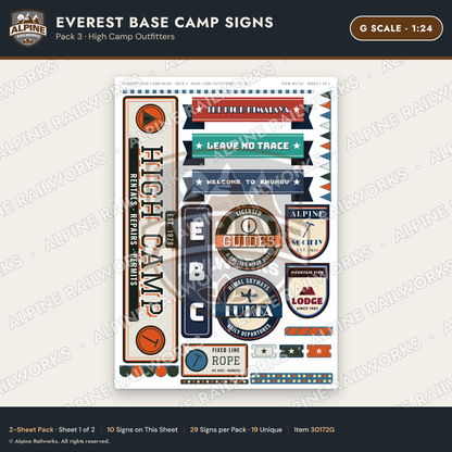 Alpine Railworks 30172G G Scale Everest Base Camp Signs