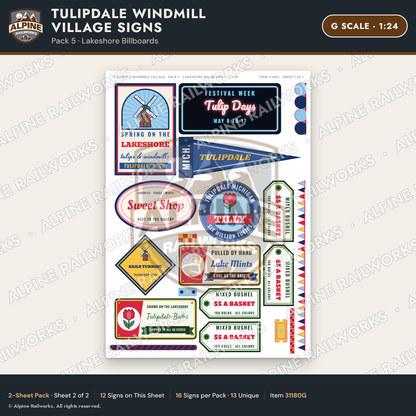 Alpine Railworks 31180G G Scale Roadside Signs - Windmill Village