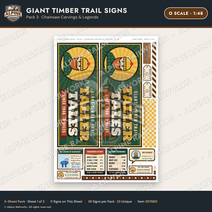 Alpine Railworks 30788O O Scale Roadside Signs - Lumberjack Redwoods
