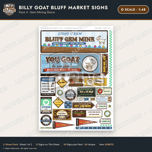 Alpine Railworks 30867O O Scale Roadside Signs - Goats on the Roof