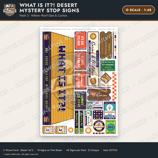 Alpine Railworks 30751O O Scale Roadside Signs - Desert Mystery Stop
