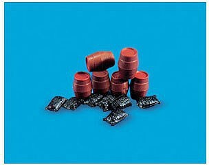 Peco 5064 HO Scale Sacks and Barrels -- 6 Barrels and 7 Sacks