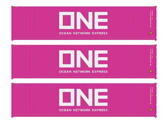 Walthers Scenemaster 18254 HO Scale 40' Fully Corrugated Container - 3-Pack ONE