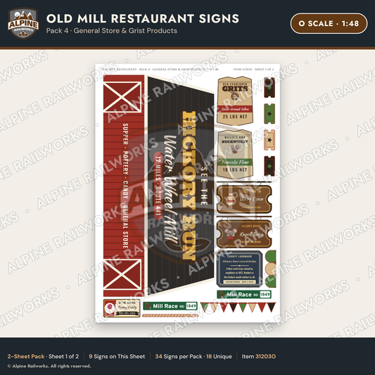 Alpine Railworks 31203O O Scale Old Mill Signs - General Store