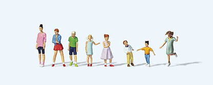 Preiser 10766 HO Scale Youths and Children pkg(8)
