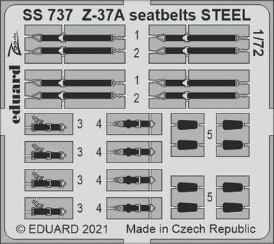 Eduard SS737 1/72 Z-37A Seatbelts Steel for Eduard