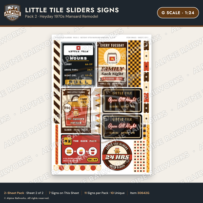 Alpine Railworks 30642G G Scale Fast Food Signs - Slider Burgers