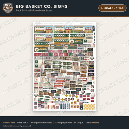Alpine Railworks 30898N N Scale Roadside Signs - Basket Building