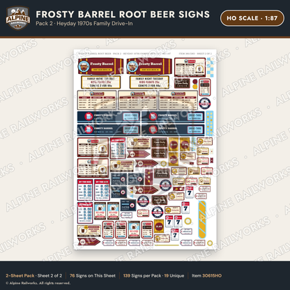 Alpine Railworks 30615HO HO Scale Fast Food Signs - Root Beer Drive-In