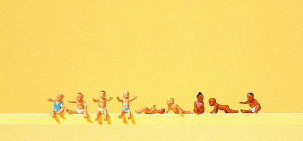 Preiser 10529 HO Scale Children - Assorted Babies pkg(9)
