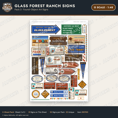 Alpine Railworks 31070O O Scale Roadside Signs - Bottle Tree Ranch