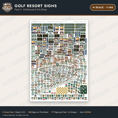 Alpine Railworks 30255N N Scale Golf Resort Signs - Clubhouse