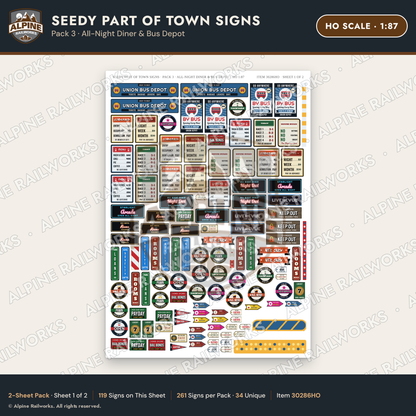 Alpine Railworks 30286HO HO Scale Seedy Part of Town Signs