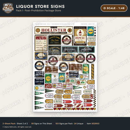 Alpine Railworks 30290O O Scale Liquor Store Signs