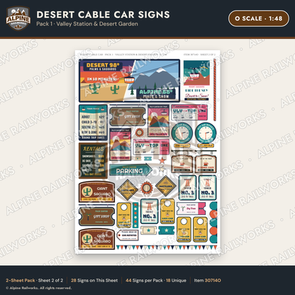 Alpine Railworks 30714O O Scale Tourist Signs - Desert Cable Car