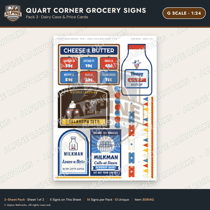 Alpine Railworks 30914G G Scale Roadside Signs - Milk Bottle Grocery