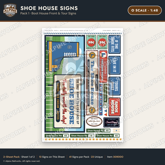 Alpine Railworks 30900O O Scale Roadside Attraction Signs - Shoe House