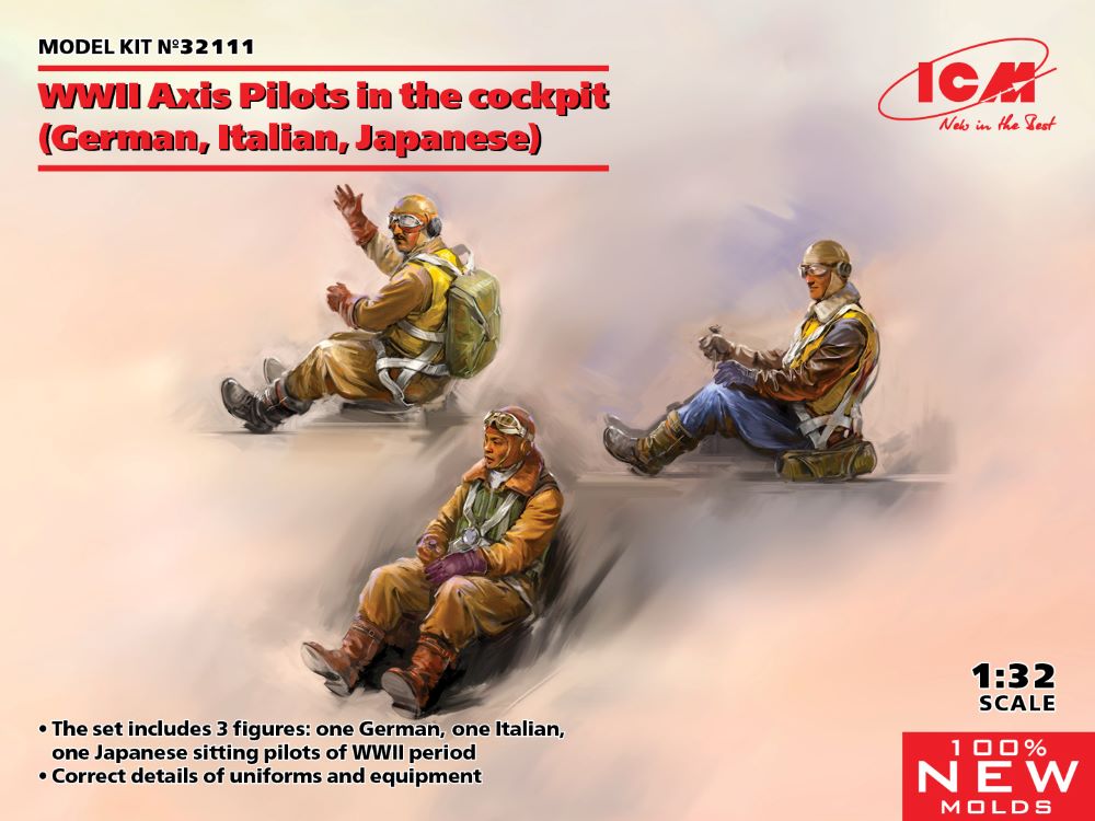 ICM Models 32111 1/32 WWII Axis Pilots in the Cockpit (German, Italian, Japanese