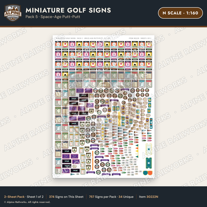 Alpine Railworks 30222N N Scale Miniature Golf Signs