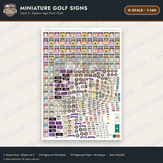 Alpine Railworks 30222N N Scale Miniature Golf Signs