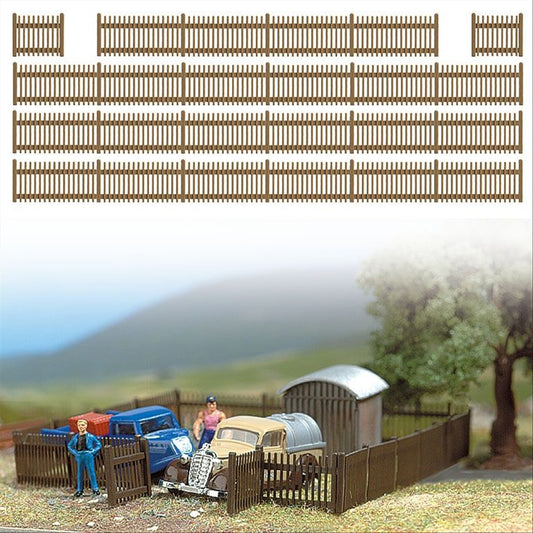 Busch 6007 HO Scale Picket Fence Set with 4 Gates, 48 in.