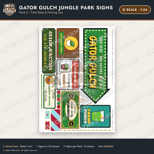 Alpine Railworks 30808G G Scale Roadside Signs - Alligator Park