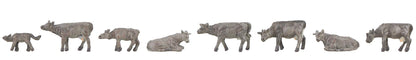 Faller 155904 N Scale Gray Mountain Cows Figure Set (8)